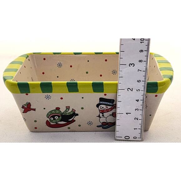 LOAF BAKING DISH-TEMP-TATIONS-Ceramic-Snowman-Penguin-Bird-Holiday Theme-Small - Picture 9 of 9